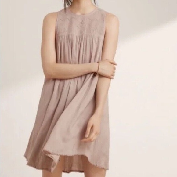 Wilfred Dresses & Skirts - Aritzia Wilfred Allier Embroidered Swing Dress Blush Beige Modal&Silk XXS